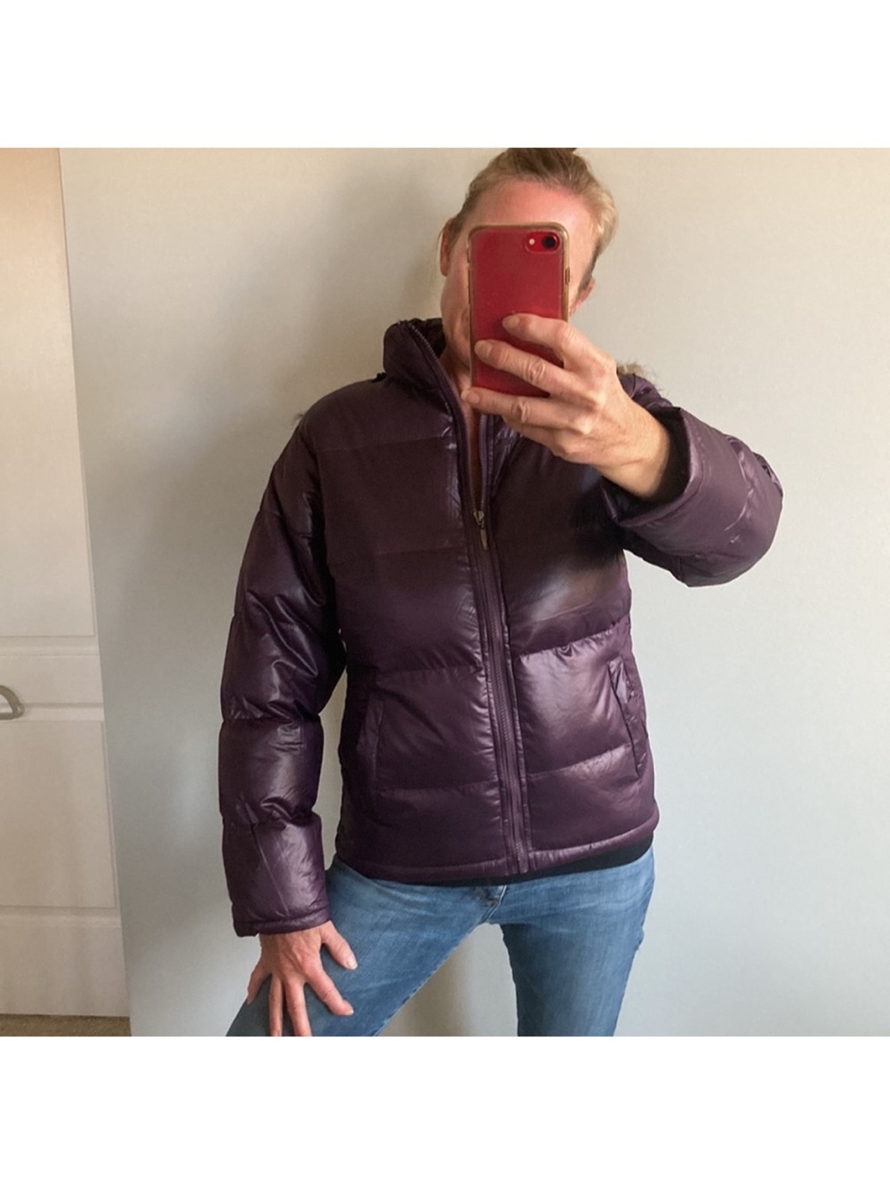 Purple Hooded Puffer Jacket - Picture 2 of 11